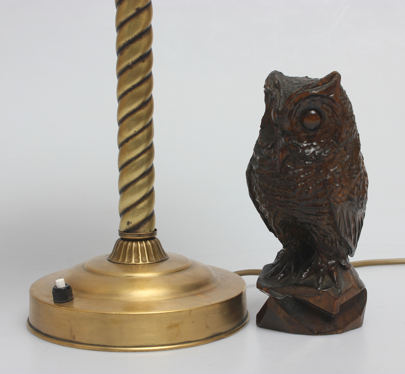 Electric lamp and oak figure 