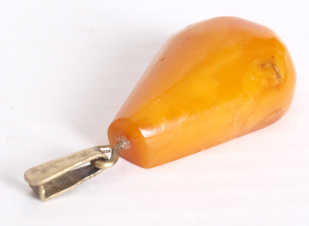 Old Natural Baltic amber pendant with silver, weight 2.66 g