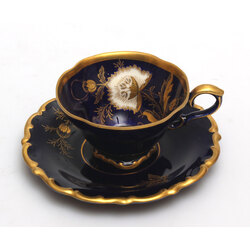 Cobalt porcelain cup with saucer