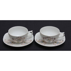 Porcelain cups with saucers (for two)