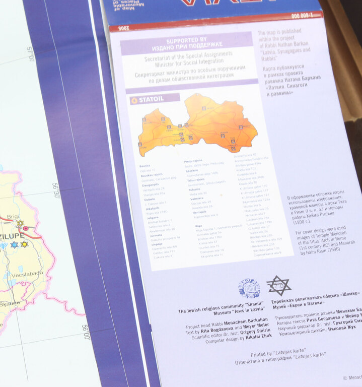 Map  ''Latvia synagogues, jewish cementeries....