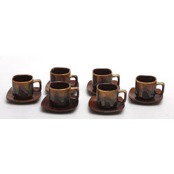 Faience coffee cups and saucers for six people