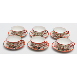 Porcelain cups and saucers for 6 persons 