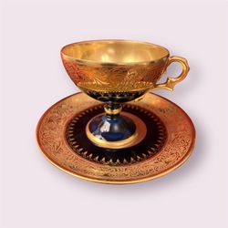 COFFEE DUO J.LAVIT, LIMOGES gold inlays