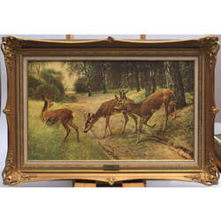 Lithography on canvas framed in a beautiful, antique frame 