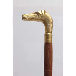 Wooden cane with brass handle 