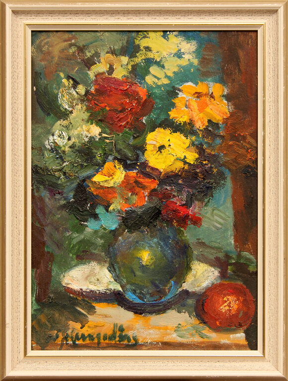 Flowers in a blue vase