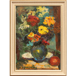 Flowers in a blue vase