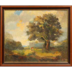 Landscape with an oak tree