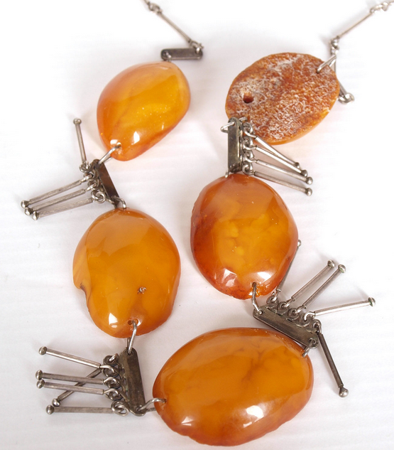 Genuine Baltic amber beads with silver chain