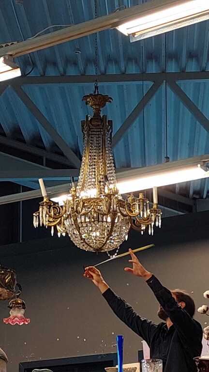 Elegant bronze chandelier with crystals