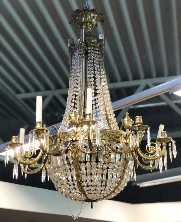 Elegant bronze chandelier with crystals