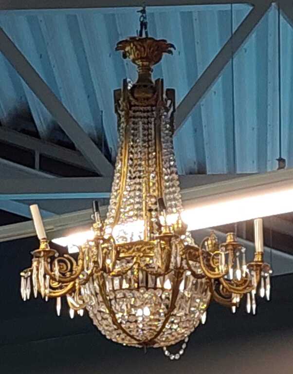 Elegant bronze chandelier with crystals