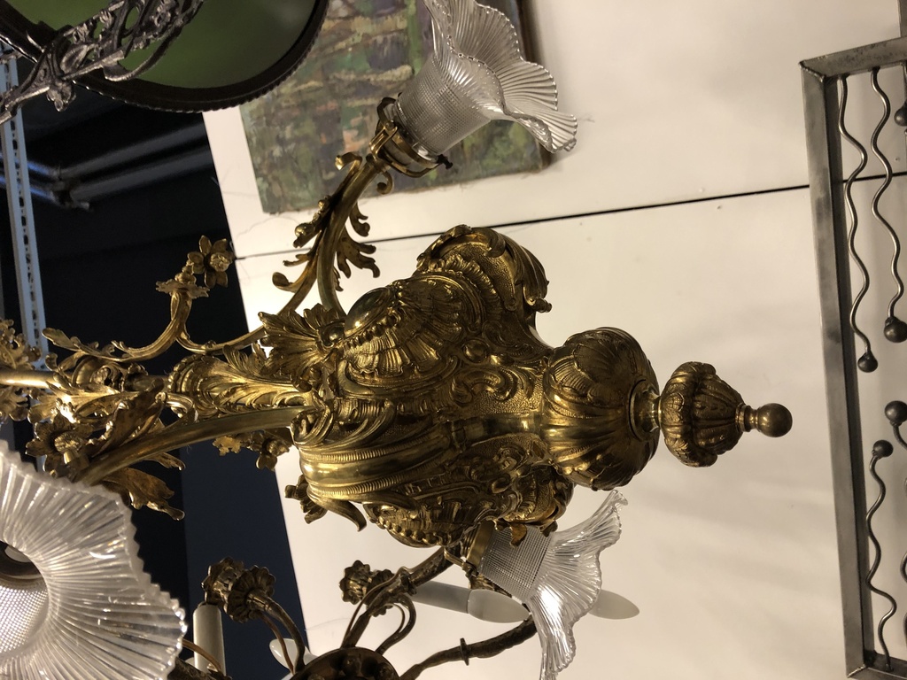 Baroque chandelier made of gilded bronze