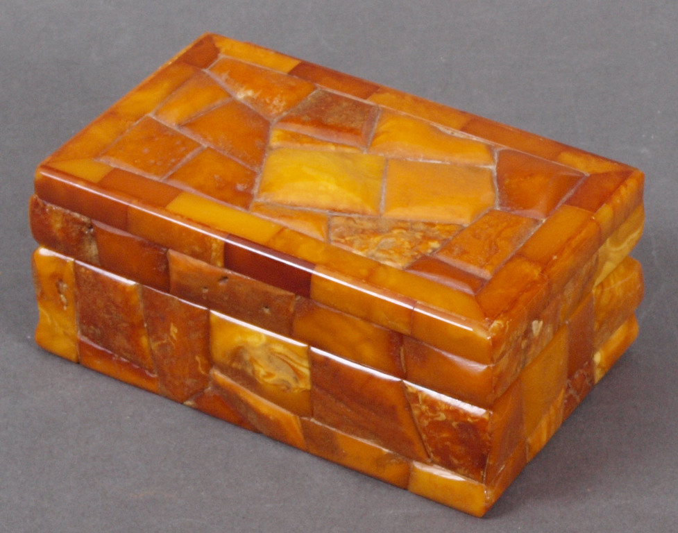 Wooden box with amber finish