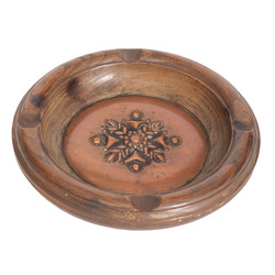 Wooden ashtray with a copper finish