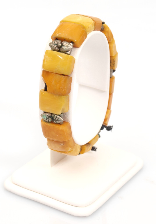 100% Natural amber bracelet with metal parts