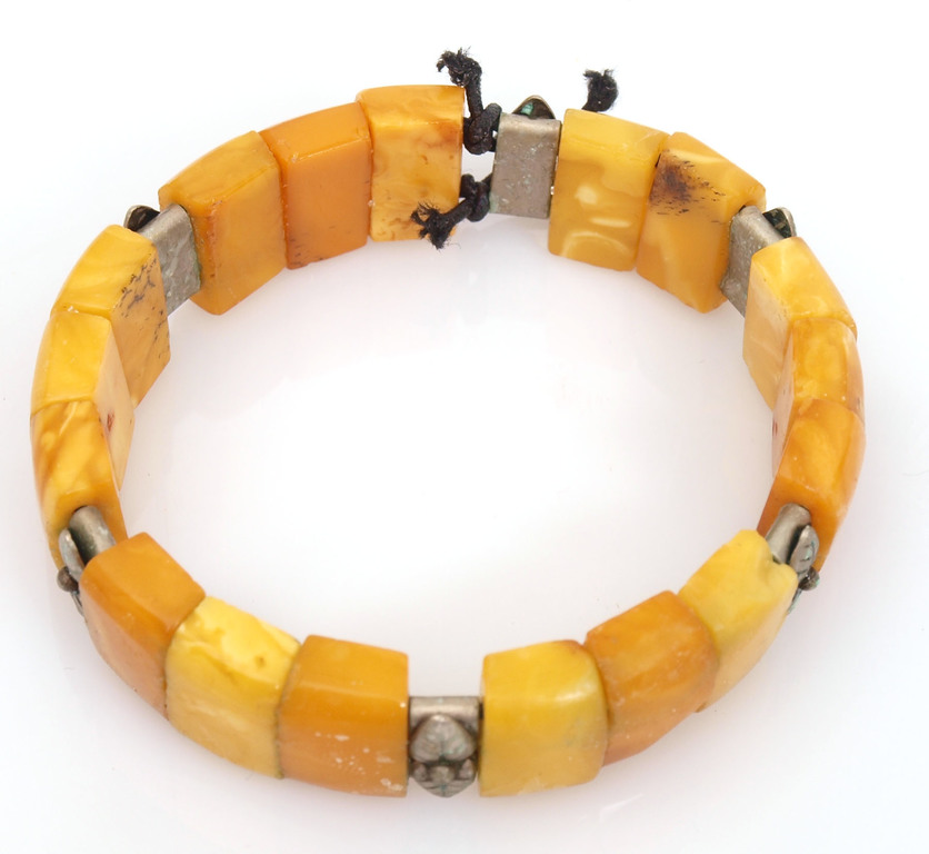 100% Natural amber bracelet with metal parts