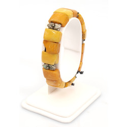 100% Natural amber bracelet with metal parts