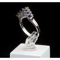 Platinum ring with diamonds and sapphires