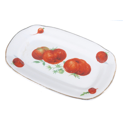 Porcelain serving plate with tomatoes