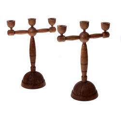 Wooden candlestick - a couple