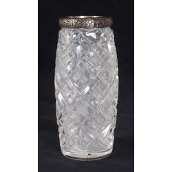 Crystal vase with silver finish