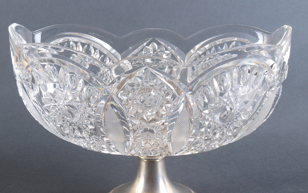 Crystal utensil with silver leg