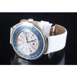 Silver wristwatch (female) with leather strap
