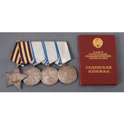 The award with four medals and certificate